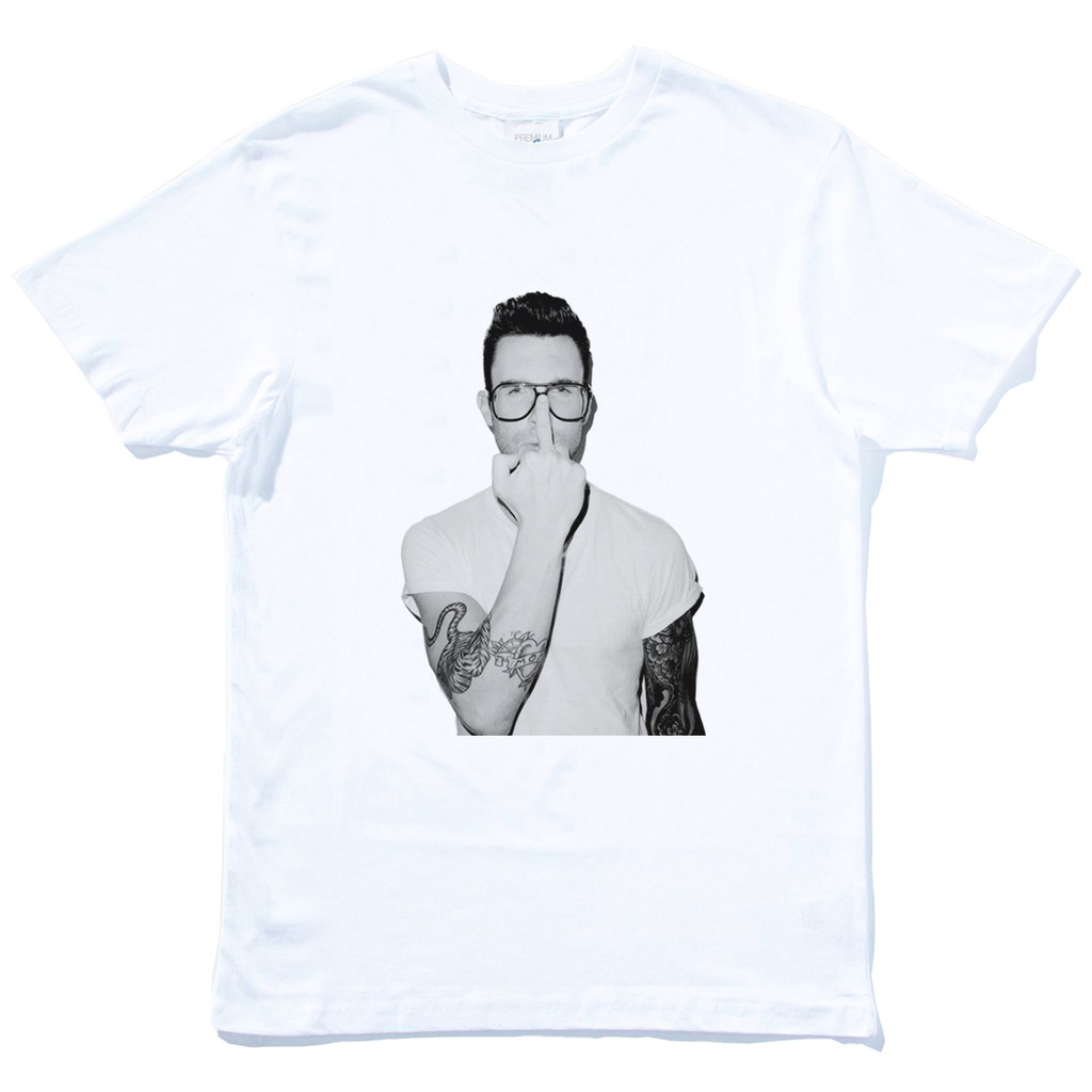 Adam Levine Finger 短袖T恤 白色 魔力紅Maroon 5人物音樂搖滾吉他迷幻設計插畫樂團【快速出貨】