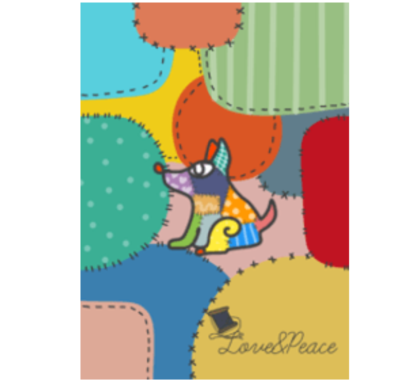 Dog with patchwork pattern [colorful]