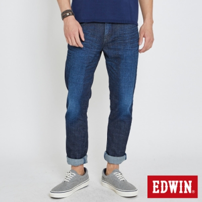 EDWIN EDGE LINE 大尺碼 漸層袋花 窄直筒牛仔褲-男-原藍色