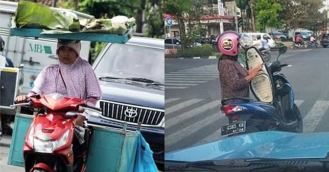 10 Aktivitas nyeleneh emak-emak pas lagi bawa motor, serba bisa