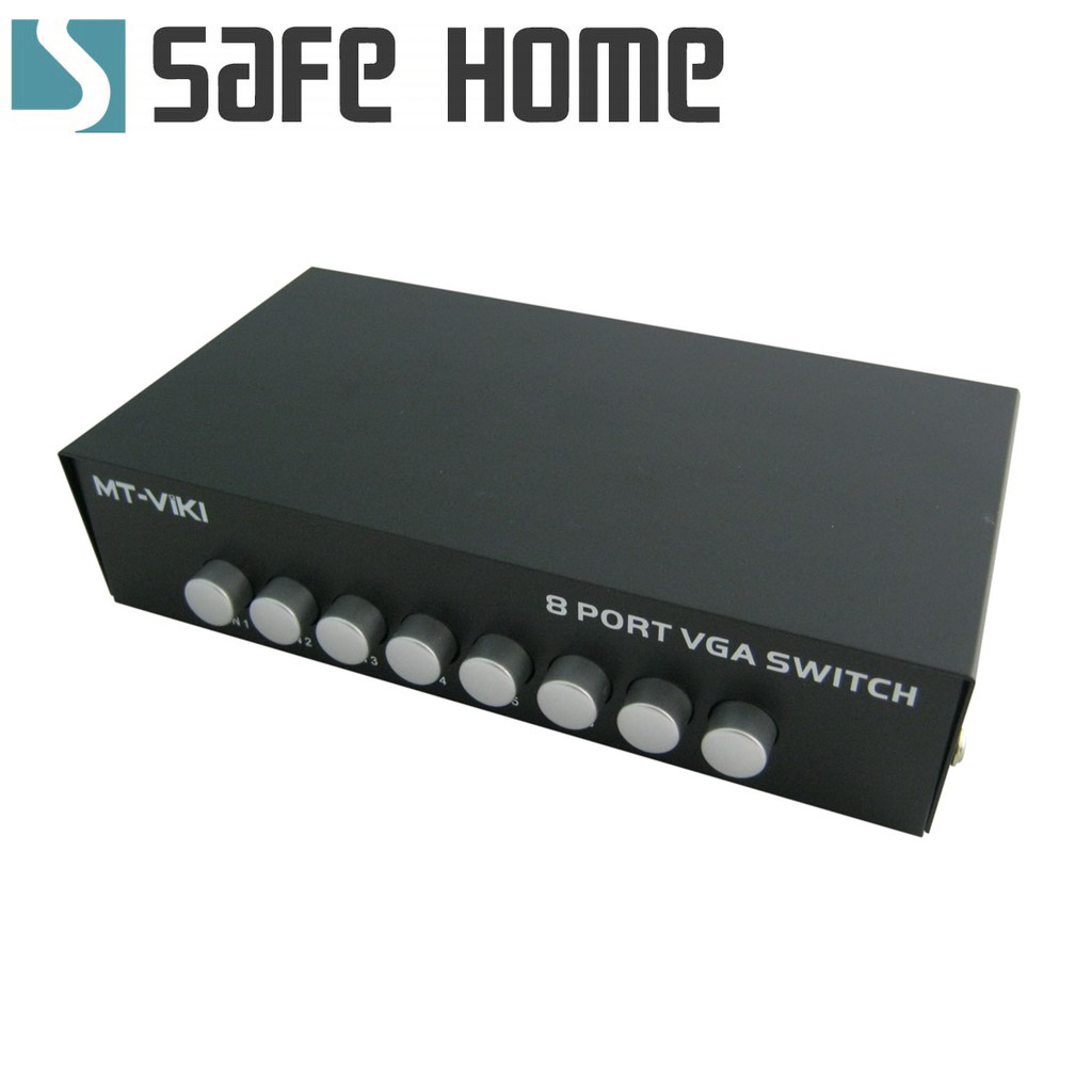 型號: SVW108-250商品名稱:SAFEHOME 1對8 手動式 VGA Switch 雙向螢幕切換器，250MHz, 1920X1440商品詳細說明:1對8 VGA 切換器1台電腦切換使用4台