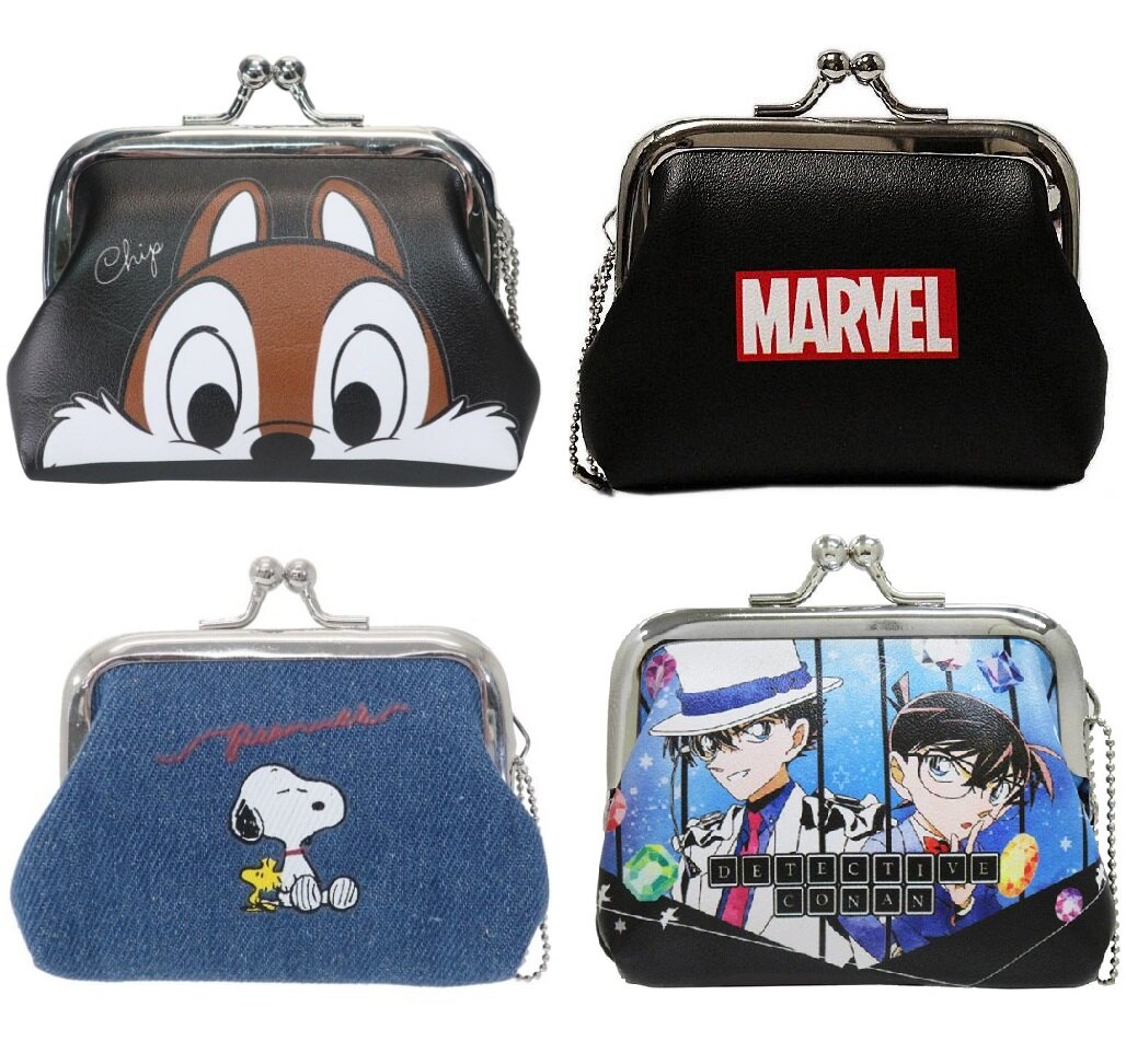 大賀屋 日貨 柯南 奇蒂 史努比 漫威 夾扣錢包 錢包 零錢包 皮夾 短夾 皮包 小錢包 迪士尼 J00051757