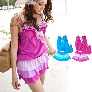 1.高腰顯瘦，遮住小肚子 2.滾荷葉邊，浪漫俏麗 3.層次蛋糕式設計，甜美加倍