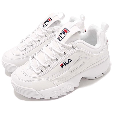 品牌: FILA型號: 4C608S125品名: Disruptor 2配色: 白色特點: 厚底 鋸齒鞋 老爹鞋 皮革 球鞋 潮流 經典 白