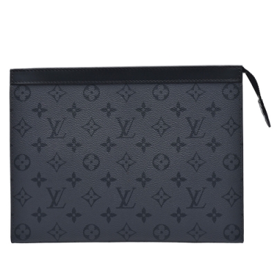 LV M69535 POCHETTE VOYAGE MM經典Eclipse帆布拉鍊手拿包(灰色)