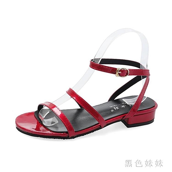 大碼涼鞋女2020新款夏學生百搭配長裙溫柔晚晚涼鞋仙女風平底網紅