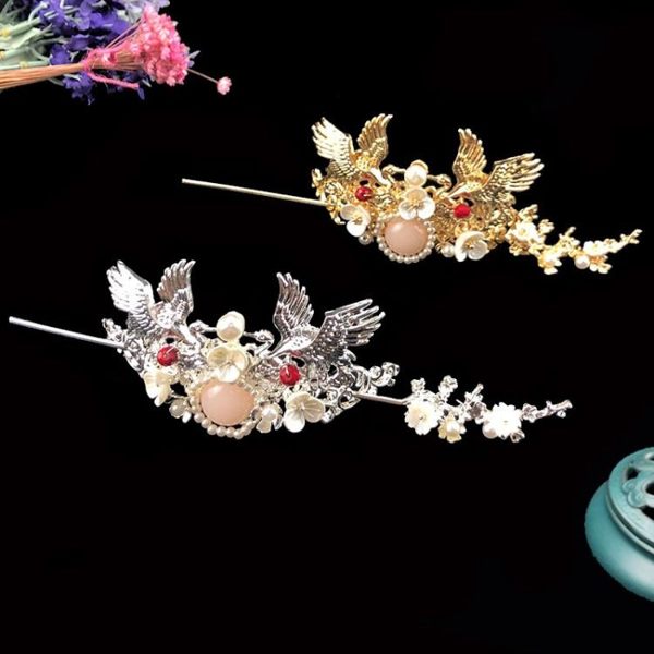 漢服女簡約中國風髮簪髮飾古典仙鶴髮冠盤髮頭飾貴妃髮簪頂冠 韓小姐的衣櫥