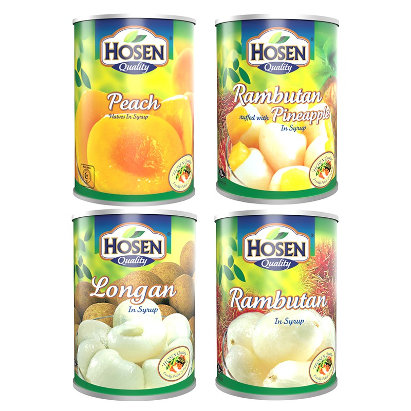 新加坡 HOSEN 水果罐頭 水蜜桃罐頭 龍眼罐頭 紅毛丹罐頭 紅毛丹鳳梨罐頭