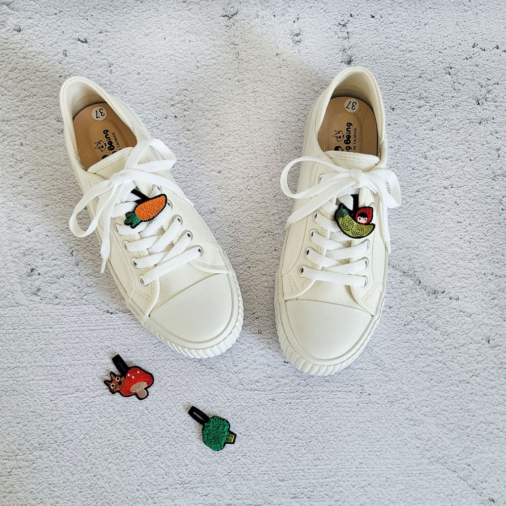 Boing Boing 兩用可後踩帆布鞋-奶油白 可愛蔬菜小紅帽女鞋小白鞋