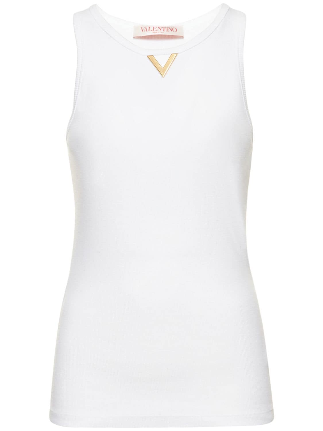 V Logo Rib Jersey Cropped Tank Top