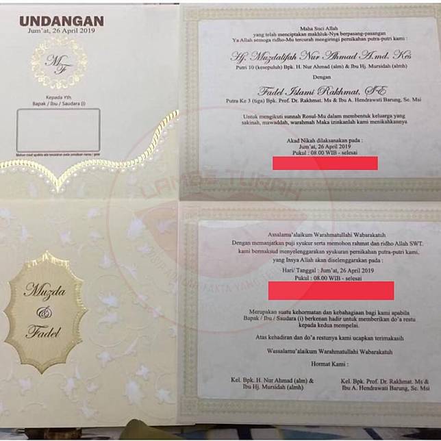 Undangan Nikah Muzdalifah Beredar Gelar Pendidikan Jadi Sorotan Brilio Net Line Today