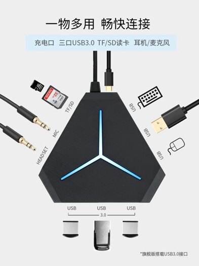 usb分線器轉換器多接口usbhub集線器蘋果筆記本電腦usb3.0高速一拖六擴展器usb轉接頭讀卡器 G
