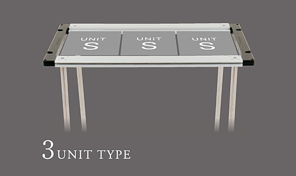 可安裝爐具與桌板等設備。框架尺寸為容納3單元設備的標準款。