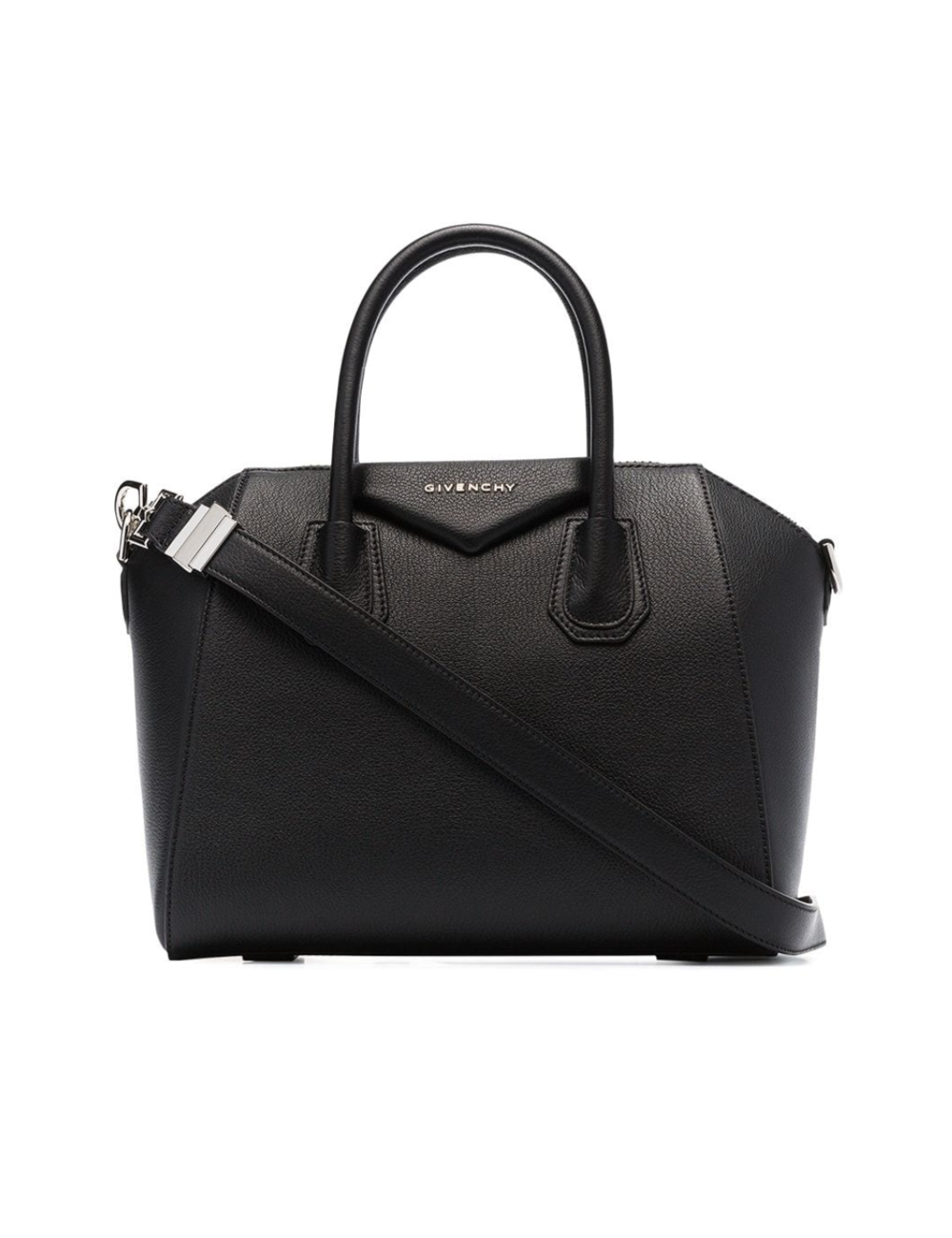 紀梵希（Givenchy）成立於1952年，其品牌的高級配飾系列完美地體現了紀梵希對現代優雅的立場。紀梵希（Givenchy）的Antigona小號手提袋以黑色皮革製成，配有圓形頂部提手，可拆卸肩帶，