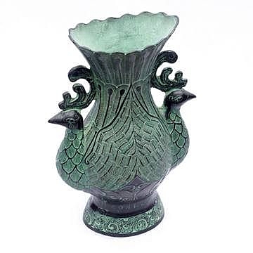 古青銅雙鳳花瓶酒樽