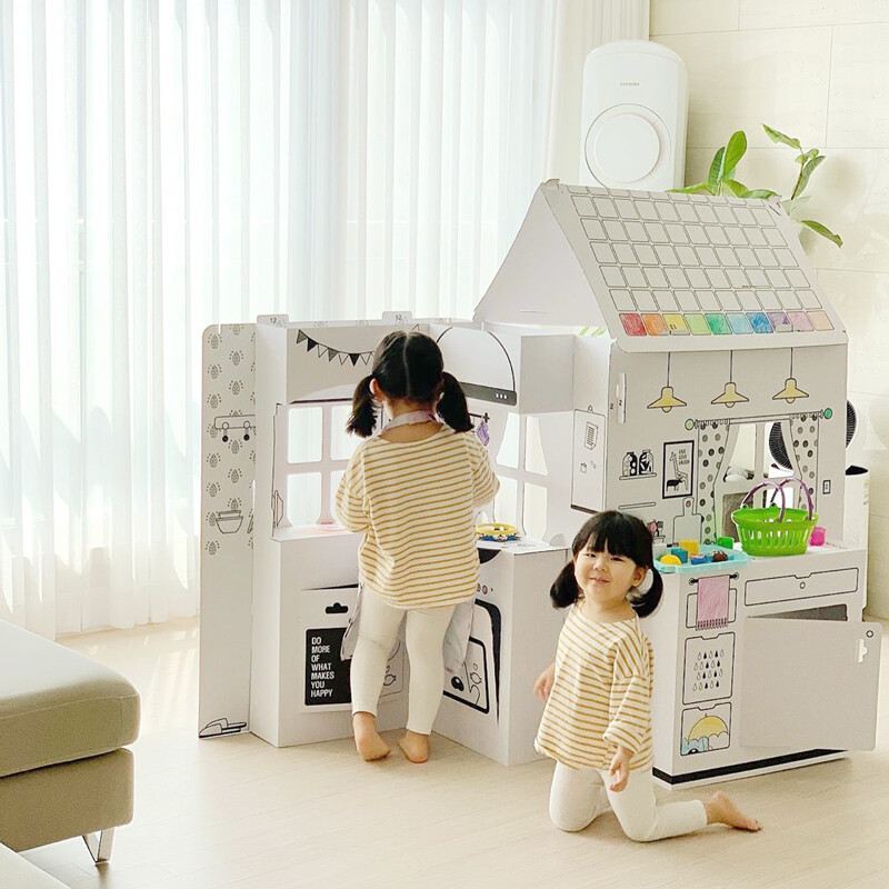 my house 我的秘密小屋系列 韓國超人氣no.1蒙氏空間思維兒童美術教育玩具 登上韓國超人回來了 無塑化劑的天然材質首創秒收納不占空間 趣玩紙屋家居系列可相容互相組合廚房遊戲浴室遊戲如廁遊戲一次