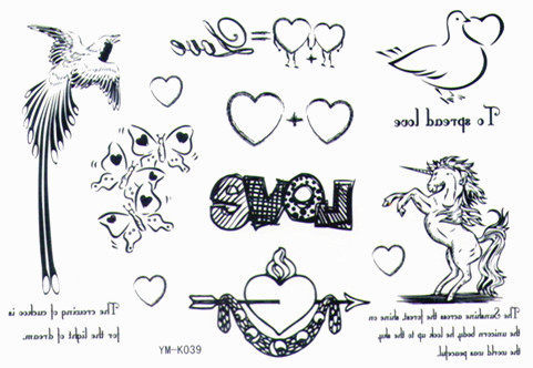 薇嘉雅 動物 愛心 文字 紋身貼紙 K039