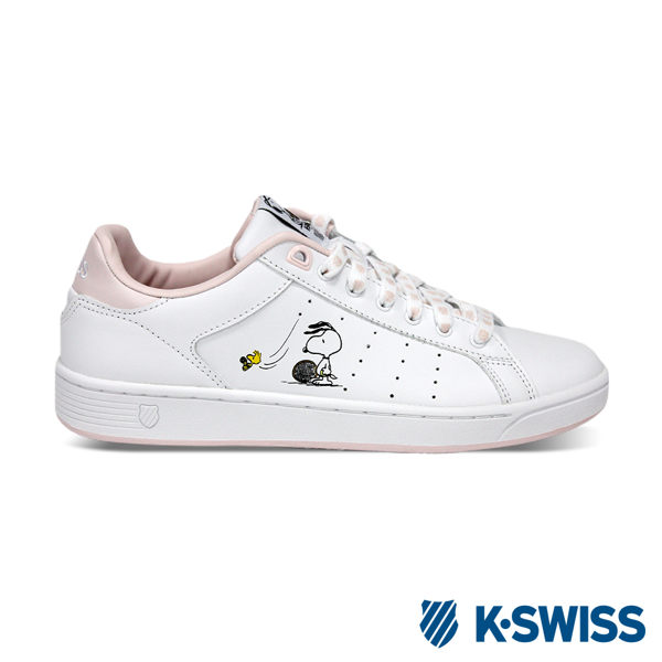 K-SWISS Clean Court CMF Peanuts史努比聯名 休閒運動鞋-女-白/粉紅