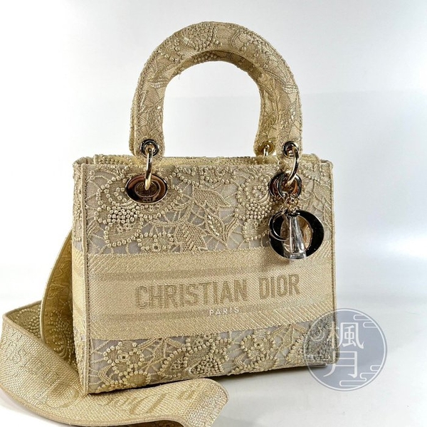 BRAND楓月 Christian Dior 金蕾絲刺繡LADY D-LITE 黛妃包 手提包 肩背包 斜背包 側背包