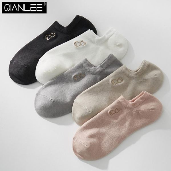 5雙裝 純色船襪女春夏季淺口短襪子舒適薄款透氣少女高中學生日系