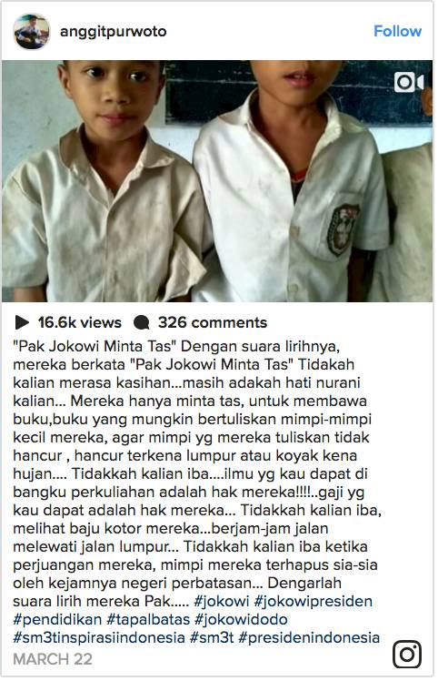 Jokowi Penuhi Permintaan Tas Anak Bengkayang