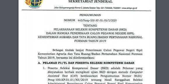 Jadwal Dan Lokasi Tes Skd Cpns 2019 Di Kementerian Atr Bpn Diumumkan Kompas Com Line Today