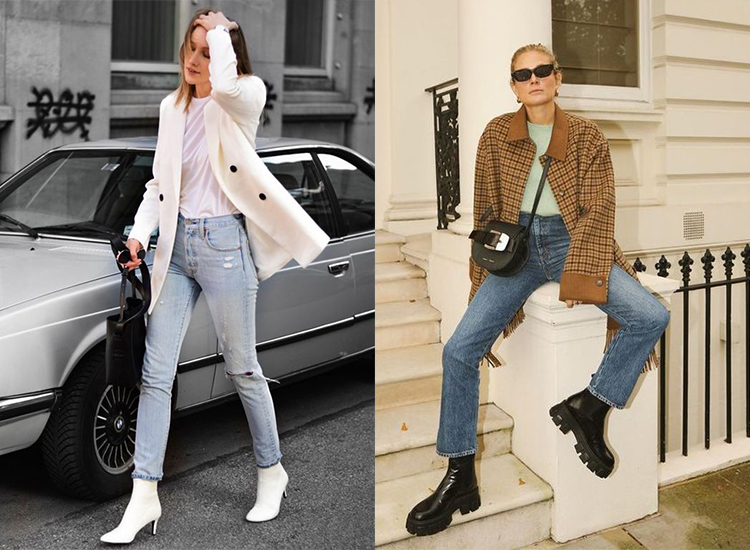 短靴穿搭 春季 牛仔褲穿搭 短靴女品牌