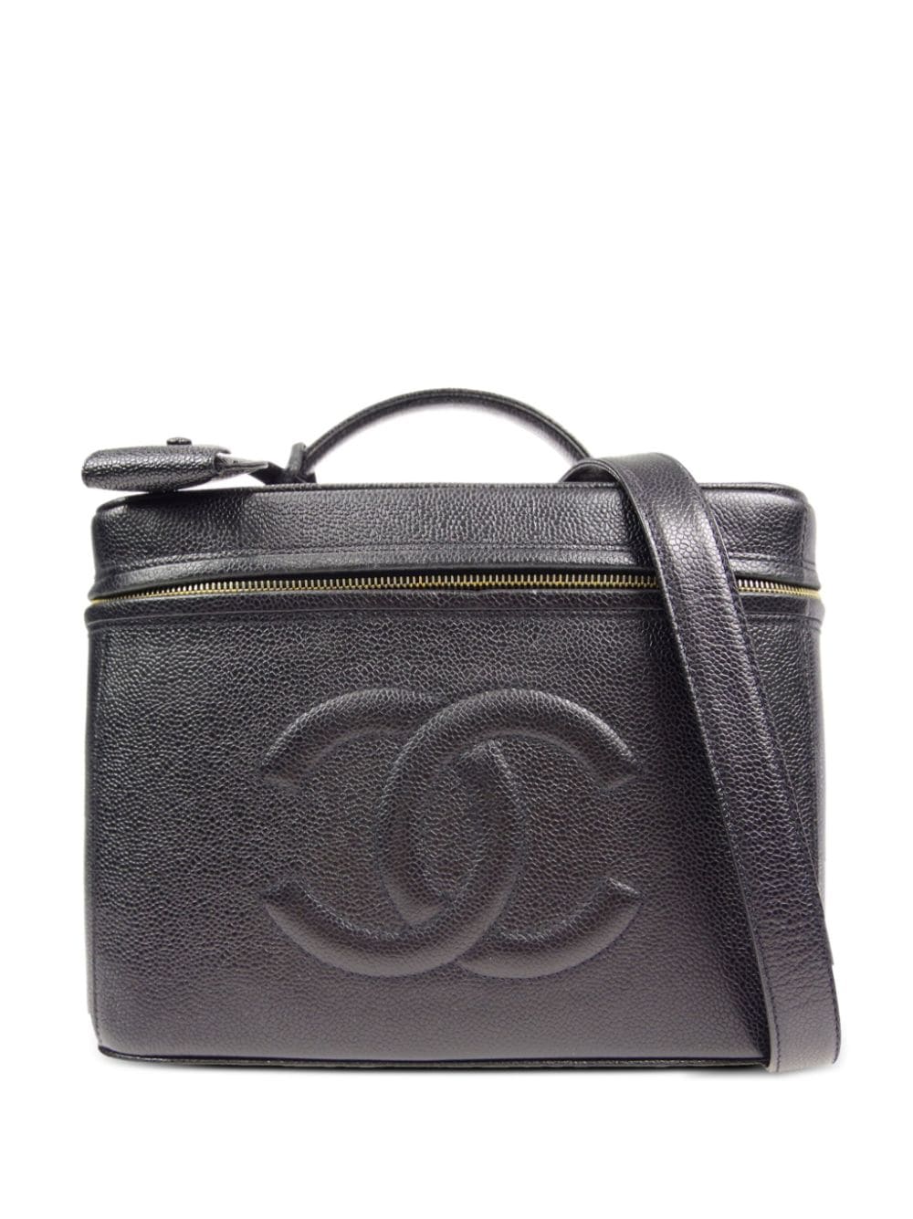 CHANEL Pre-Owned - 1997 CC logo-embossed two-way vanity bag - women - Caviar Leather - One Size - Black