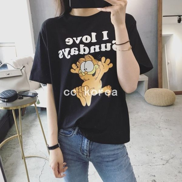 寬鬆版型加菲貓印花短T CC KOREA ～ Q22513