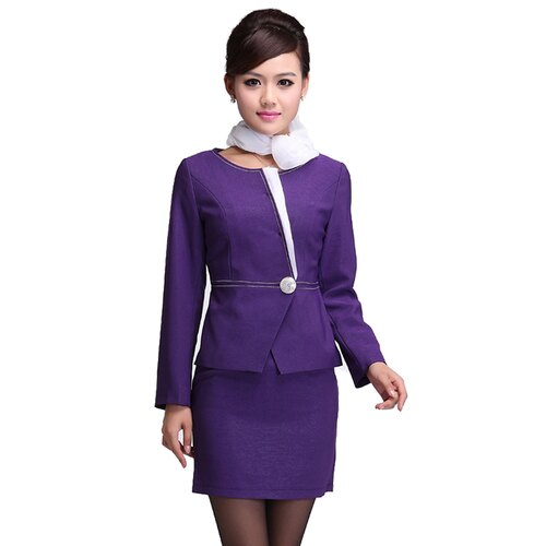 藍色M億龍騰空姐服美容工裝酒店經理工作服餐廳飯店領班主管接待制服