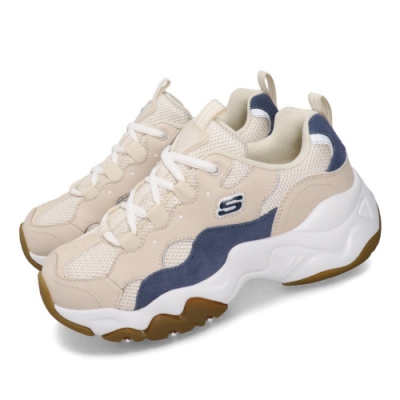 品牌: SKECHERS 型號: 88888210TAN D Lites 3 特點: 厚底 增高 修飾線條 麂皮 穿搭 米 藍 白