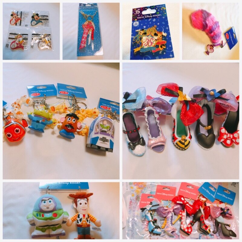 現貨 東京迪士尼海洋35週年 公主鞋 爆米花 米奇米妮巴斯光年胡迪唐老鴨愛麗絲別針/吊飾/鑰匙圈/手機吊飾 小乖小舖