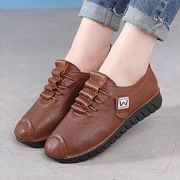 牛津鞋 42碼大碼皮鞋女復古牛津鞋休閑圓頭系帶平底松糕跟單鞋軟底媽媽鞋 寶貝計劃