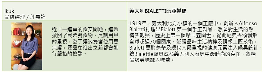 【鍋具類】鍋具不再是廚房附屬品，而是傳遞時尚態度的推手－義大利BIALETTI比亞樂堤