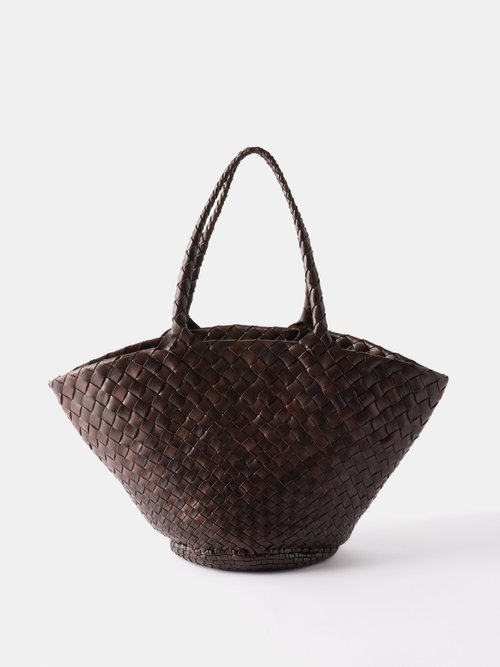Dragon Diffusion - Egola Woven-leather Basket Bag - Womens - Dark Brown