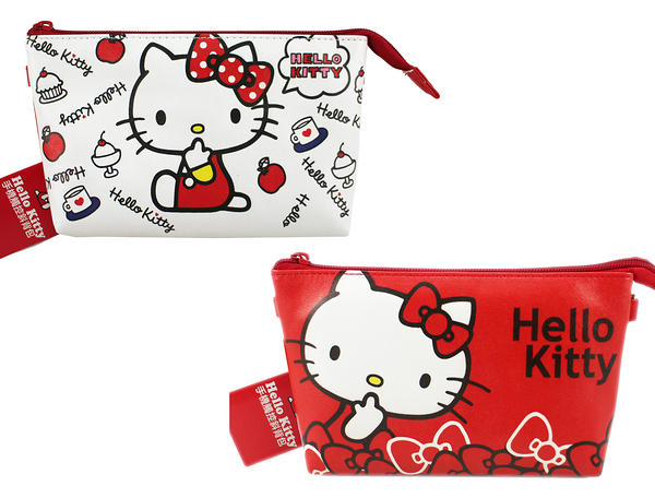 【卡漫城】 Hello Kitty 手機袋 可觸控 皮革 剩白色 ㊣版 拉鍊 肩背 萬用 智慧型手機 化妝包 側背包