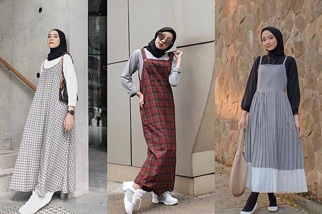 mix and match overall dress hijab