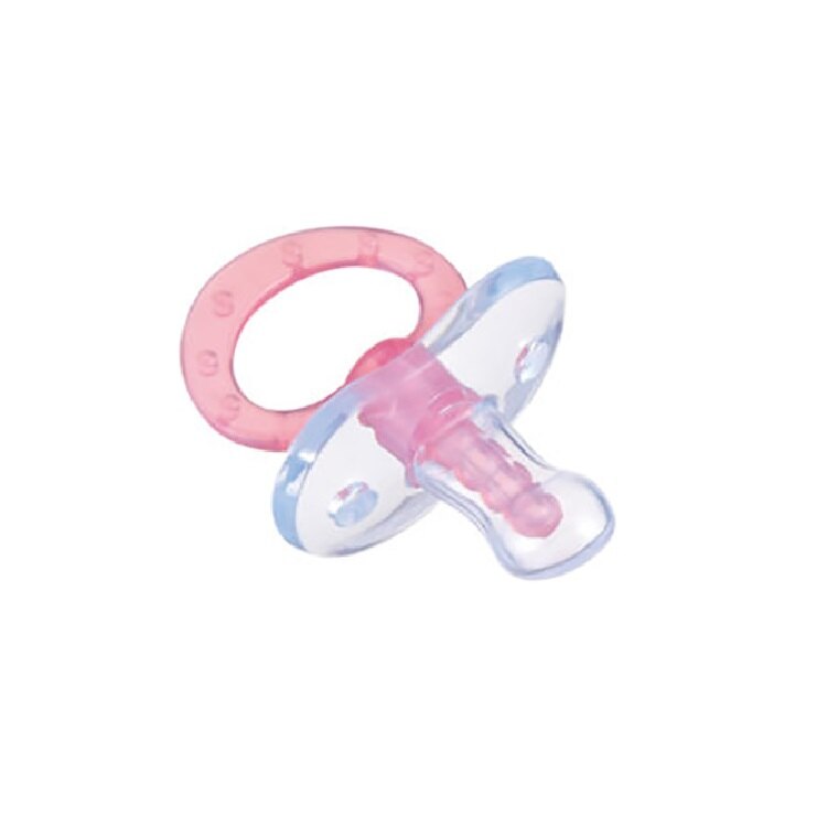 嚴選食品級活性矽膠柔軟富彈性，具有安撫奶嘴及固齒器的雙重功能，一次滿足寶寶長牙期與吸吮期的口腔慾望，三款吸嘴造型輕鬆應對寶寶多變的口感需求，繽紛色彩幫助寶寶學習顏色認知及聯想。