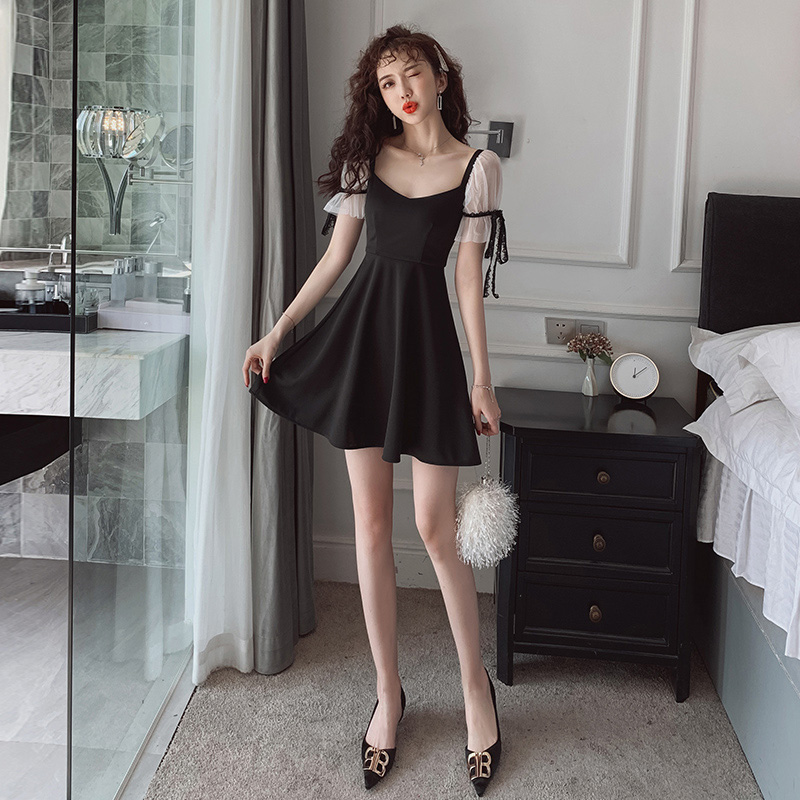 【小妖精的衣櫃】赫本風心機小黑裙2020夏季新款洋氣女裝韓版顯瘦氣質輕熟連衣裙女