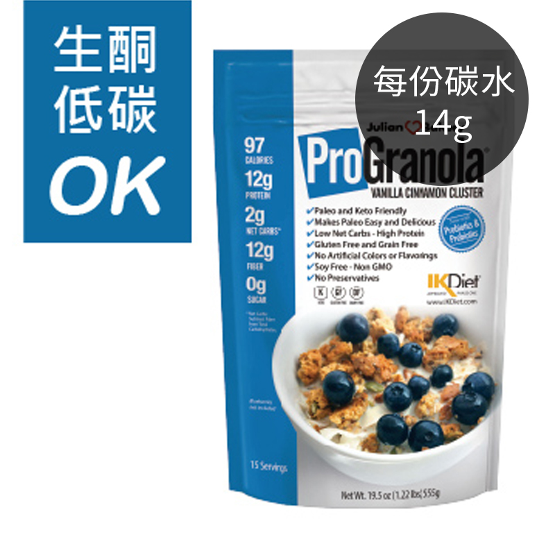 ．每份 碳水 14g ｜熱量 120 kcal ｜蛋白質 12g ．美味高蛋白酥脆穀物，一口接一口停不住．1份=120大卡=12g雞蛋蛋白=2g超低碳水．高纖,高蛋白,低卡(非基改)．生酮飲食，低碳飲