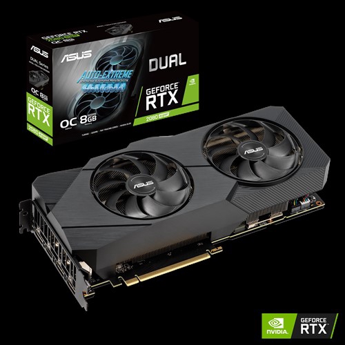 ASUS Dual GeForce® RTX 2080 SUPER™ EVO V2 OC 版 8GB GDDR6 顯示卡，搭載兩個功能強大的軸向式風扇，可實現更高更新率的 AAA 遊戲與 VR 體驗超