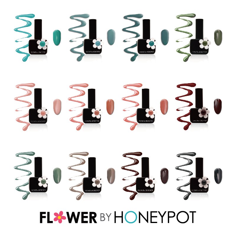 『產品名稱』: Flower By Honey Pot 凝膠- 墨蘭迪暖色系列墨蘭迪暖色系系列色號- BG01、BG2、BG03、YG01、TD01、TD02、TD03、TD07、TD09、BW01、