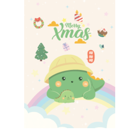 Merry Christmas Rainbow Dino Cream
