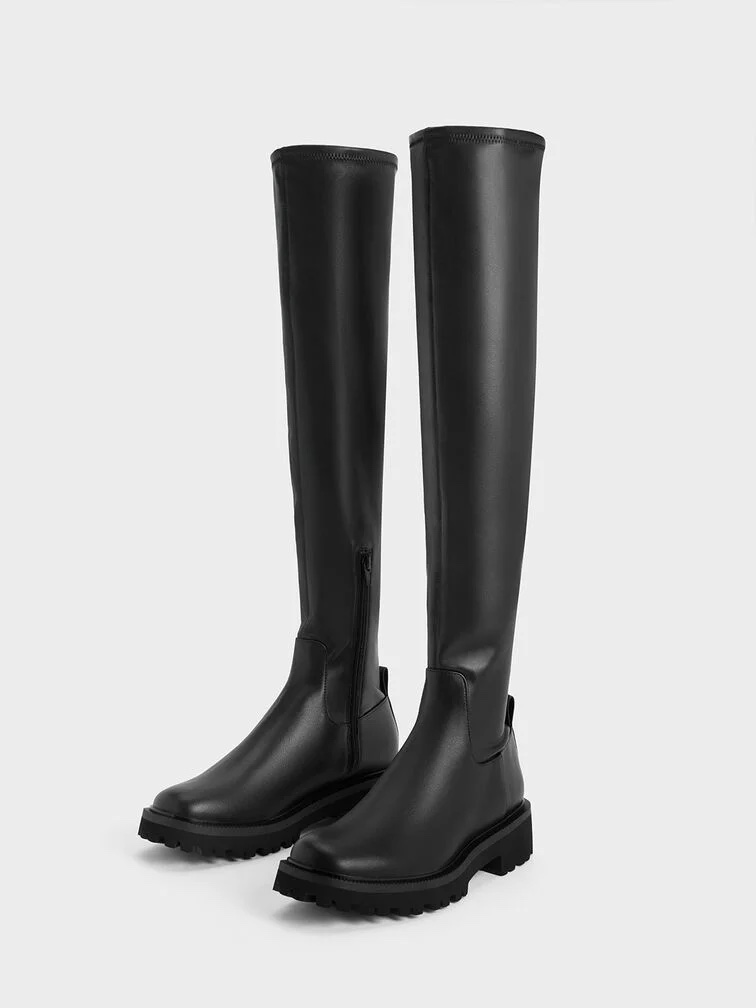 CHARLES & KEITH 簡約厚底膝上靴