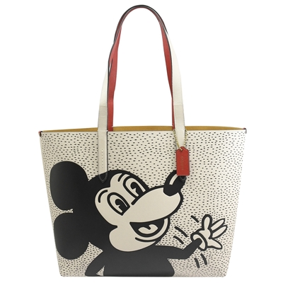 COACH 迪士尼聯名復古米奇印花PVC大托特包(白)