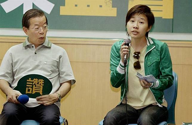 圖為駐日代表謝長廷（左）、「卡神」楊蕙如（右）。（資料照片，姚志平攝）