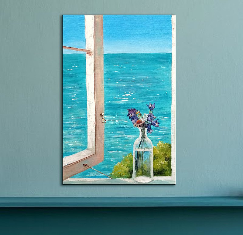 海 油畫 裝飾畫 花畫 風景掛畫 裝飾畫 居家生活