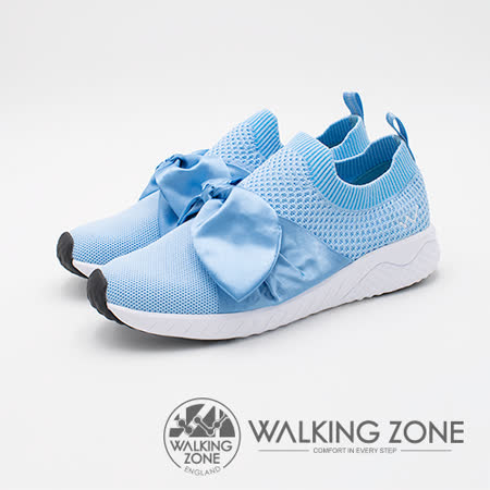 WALKING ZONE Daymark天痕戶外W系列 (夢幻緞帶蝴蝶結) 飛線編織 女鞋-淺藍(另有黑、深藍、粉)