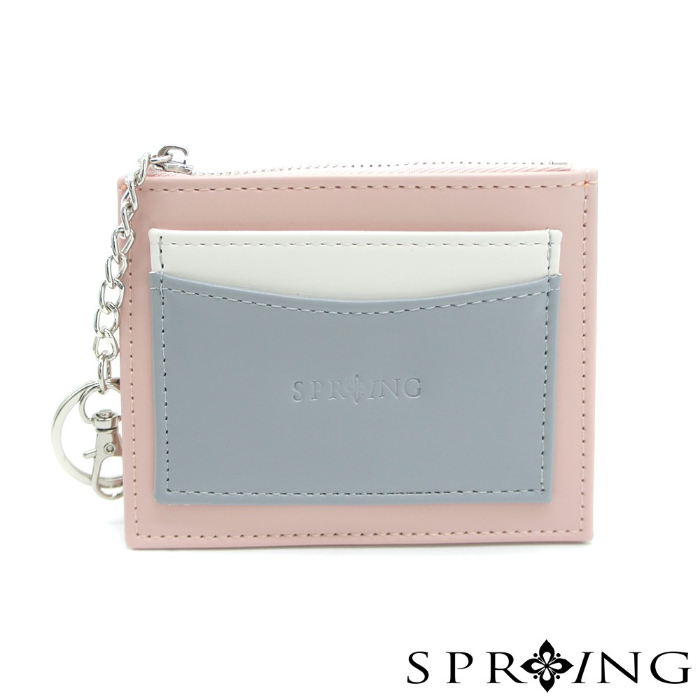 SPRING-春日卡片零錢包-粉x灰