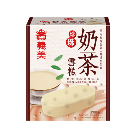 以暢銷商品-義美奶茶為基底，使用100%錫蘭紅茶與台灣生乳為原料製作，無添加色素。內餡特別添加珍珠，使商品更有口感(珍珠不使用焦糖色素)。葷素別：奶素保存期限冷凍(-18度C以下)：二年規格：75公克